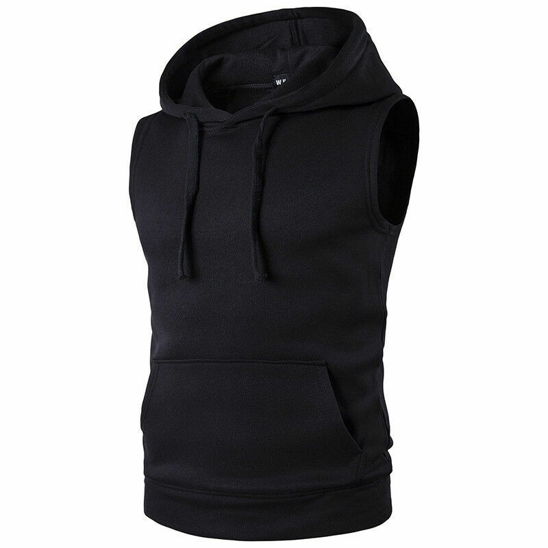 Menu0026#039;s Sleeveless Pullover Hooded Sweatshirt Vest Fitness Gym Waistcoat Tank  Tops | eBay