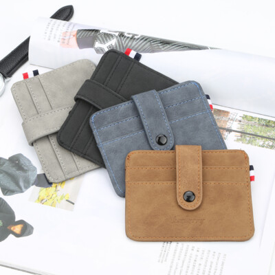 Minimalist Men Thin Card Wallet Small Business ID Card Holder Purse Front Pocket