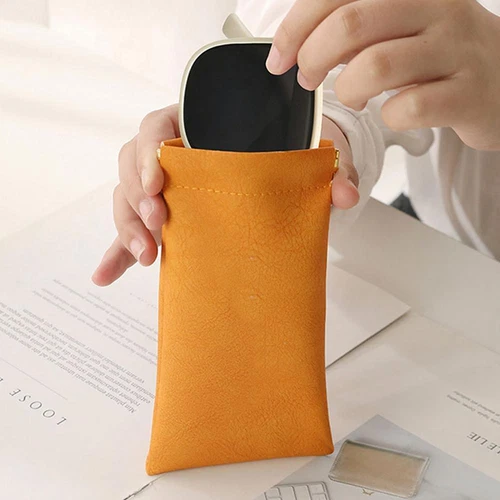 4PC Leather Mouth Snapped Sunglasses Eyeglass Glasses Soft Pouch Bag Pocket HOT - Picture 7 of 24