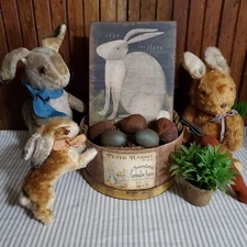 PRIMITIVE FARM VINTAGE FOLK STYLE Print THE HARE 1834 Bunny Rabbit Easter SIGN