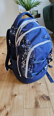 Satch Schulrucksack Mädchen gebraucht - dunkelblau mit rosa Blumenmuster