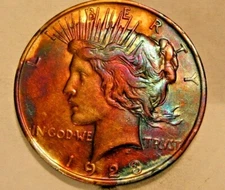 1923 PEACE DOLLAR TONED ( AMOST UNCIRCULATED ) ID NO. J-652