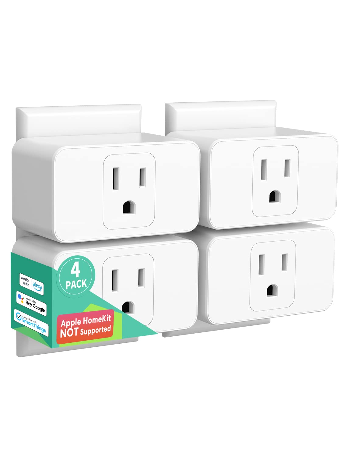 Smart Plug Mini 15A Reliable Wi-Fi Alexa/Google Remote Control Timer 2.4G 4 PC-image