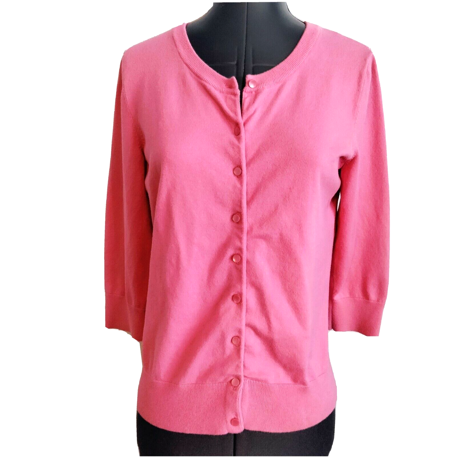 Talbots Cardigan Sweater Sz M P Petite Pink Button 3/4 Sleeve Pima Cotton  Spring | eBay