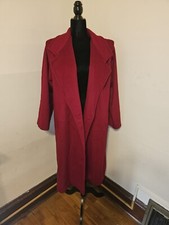 vintage long wool coat women large Crimson Red Made In USA