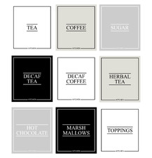 Luxury 100% Waterproof HOT DRINKS Labels | Tea Coffee Sugar Hot Chocolate Label