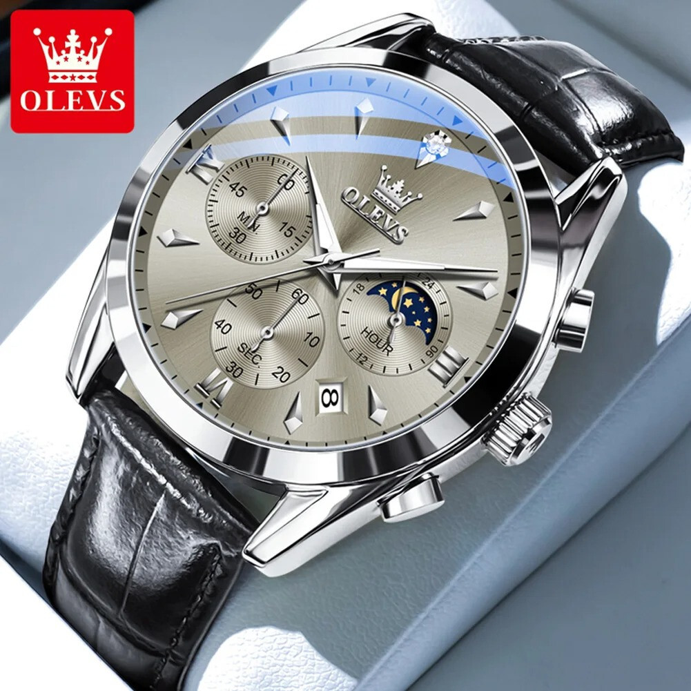 Montre-bracelet pour homme en cuir PU noir cadeau élégant anniversaire