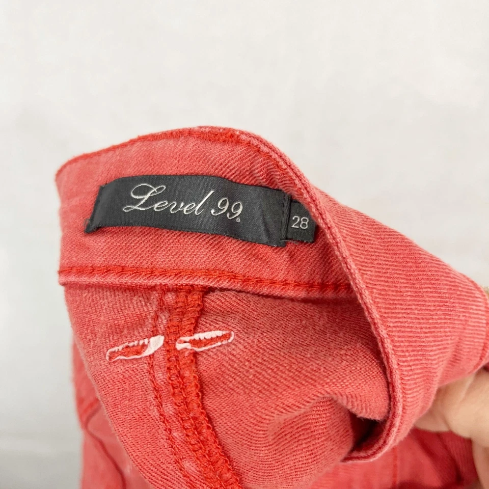 Pantalones cortos Tencel de lino Level 99 en dobladillo naranja con puños - para mujer talla 28 Foto 3 de 4