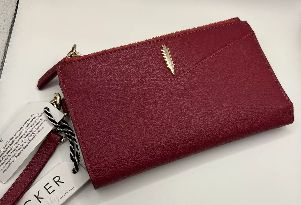 THACKER Leather Wristlet Clutch Wallet Travel Bag Ruby Red NWT