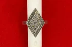 Vintage Silver Marcasite Diamond-Shape Ring | Art Deco | Timeless Elegance| Sz 7