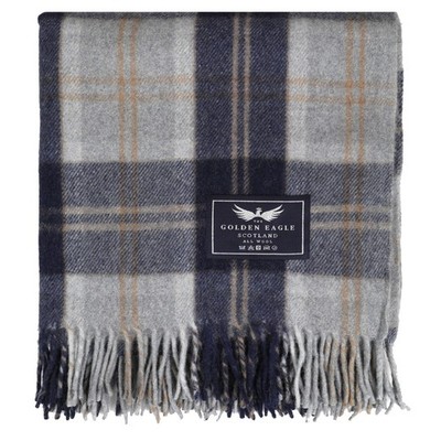 Neu schottischer Highland Border Tweeds großer Wolltartans Teppich in Silber Bannockbane