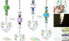 4pcs Crystal Suncatcher, Clear Heart Crystal Sun Catcher Hanging Heart Shape