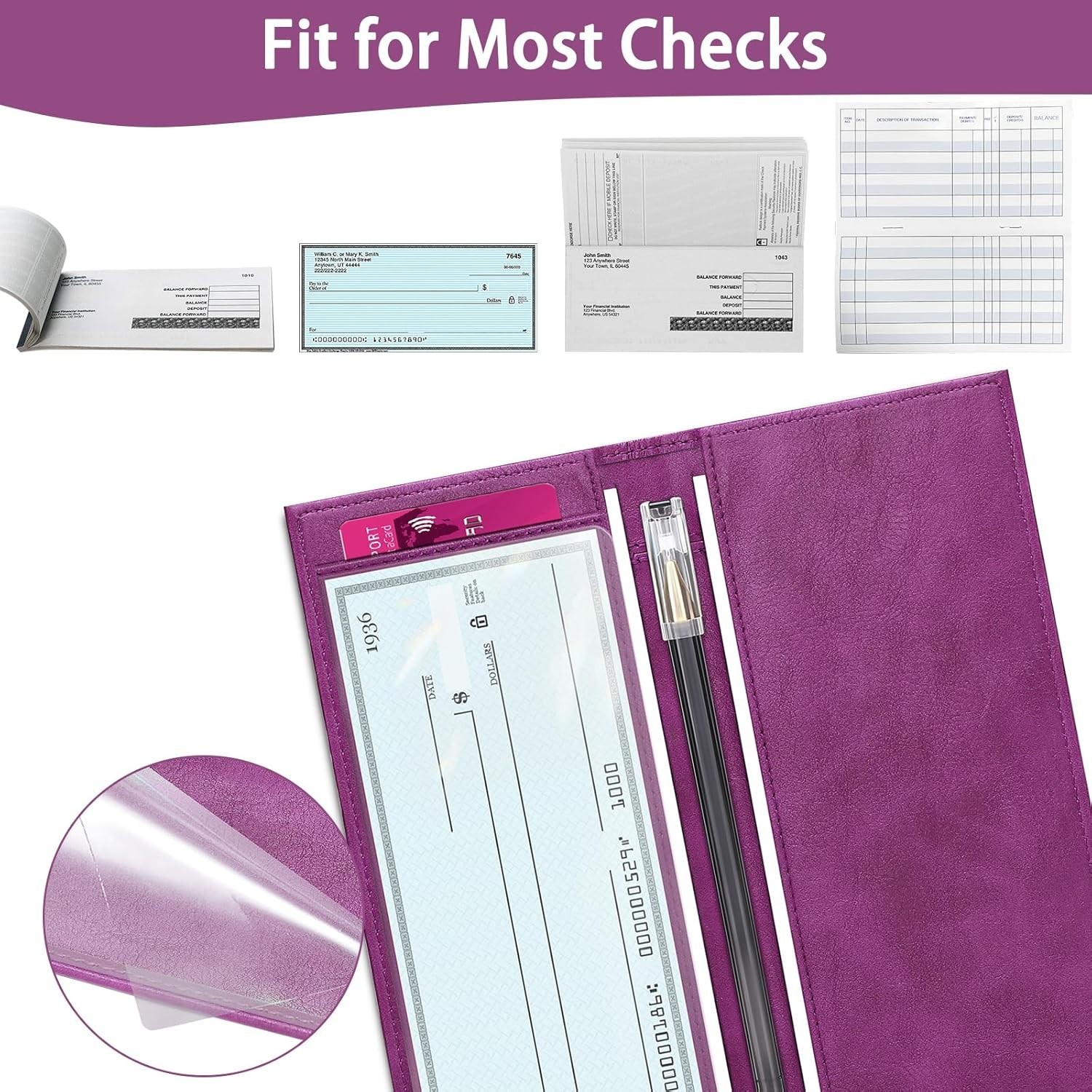 как выглядит Leather Checkbook Cover for Top Side Tear Registers Duplicate Checks with P... фото