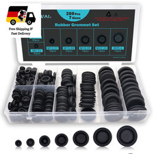 Gummi-Kabelt&uuml;llen-Set 200 St&uuml;ck, 7 Gr&ouml;&szlig;en, Schutz f&uuml;r Dr&auml;hte, Schwarz 20,5x10,3