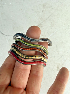 Menge 6 Obbvius Eivisa Modell Armbänder Sterlingsilber Wellenbänder Intarsien YT#8
