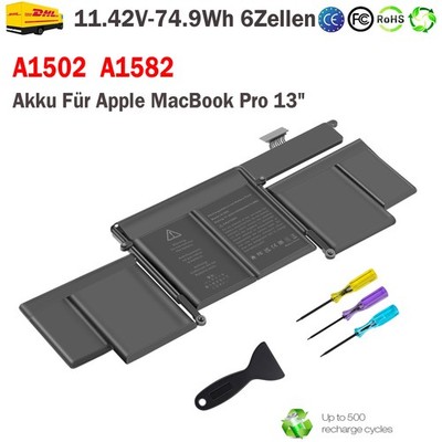 A1582 Akku Für Apple MacBook Pro 13'' Inch Retina (A1502 Early 2015) 11.42V-74.9W