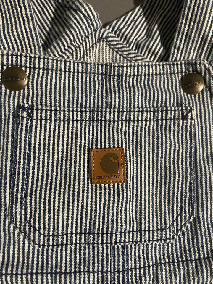 Mono conductor tren ingeniero a rayas Carhartt Hickory Pin talla 18mo Foto 3 de 4