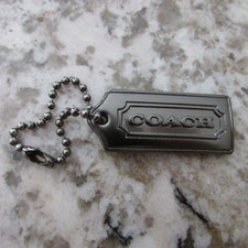 Vntg Coach Metal pewter Tone Hang fob Tag Keychain Charm Hardware Replacement-