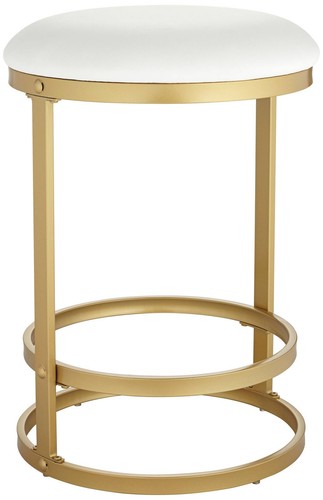 Palmer Gold Metal Bar Stool 26" High Modern White Cushion Kitchen Counter Island - Picture 6 of 10