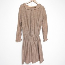 mina perhonen CUBE long-sleeved embroidered dress, size 36, beige Women USED
