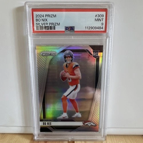 Panini 2024 Prizm Bo Nix #309 Silver Prizm Rookie Denver Broncos PSA 9