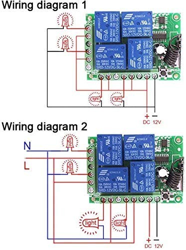 Interruptor remoto relé DC 12V inalámbrico RF interruptor de control remoto módulo de 4 canales... - Imagen 7 de 9