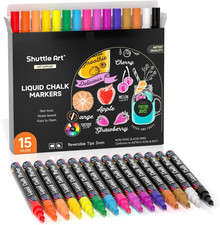 Chalk Markers, 15 Vibrant Colors Liquid Chalk Markers Pens for Chalkboards, Wind