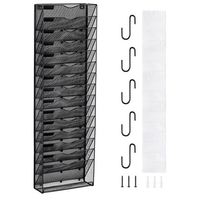 File Rack 16-Slot Single Piece Mesh Organizer Wall-Hanging Magazine