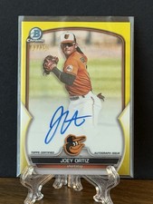 2023 Bowman Chrome Prospect Autographs Joey Ortiz #CPA-JOR Yellow Refractor /75