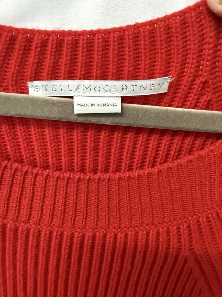 Suéter de Lana Stella McCartney Cubierta Vestido Aberturas Laterales Mangas Abullonadas ROJO ¡Guau! Talla 48 Foto 2 de 4