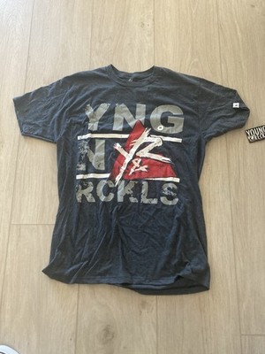 Young & Reckless Skateboard T Shirt Medium Gray White Red Old New Stock