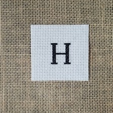 Finished Completed Cross Stitch Mini Monogram Initial Letter H Piece