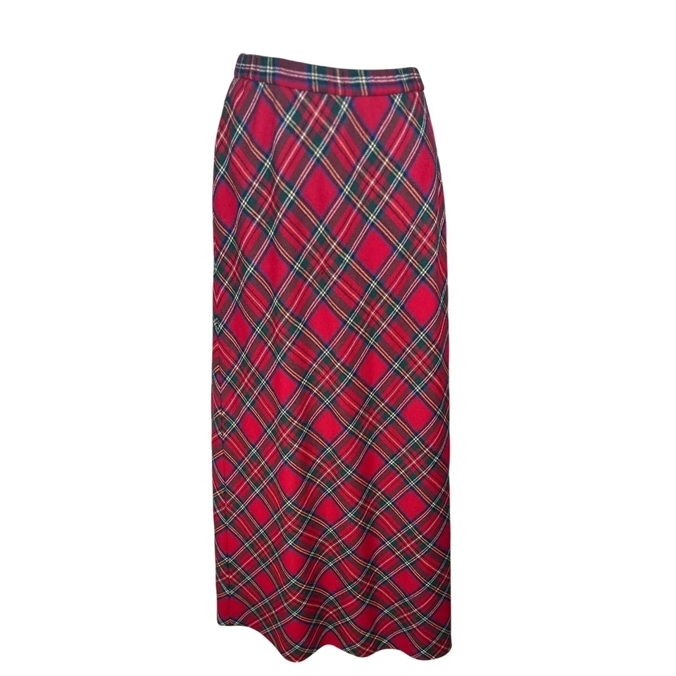 Maxi Falda Talbots Vintage a Cuadros Lana Peinada Navidad Tartán Talla 16W Foto 2 de 4
