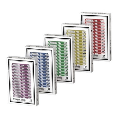 Kunststoff präparierte Mikroskop Objektträger 60 Stück, blau, rot, grün, gelb, lila 