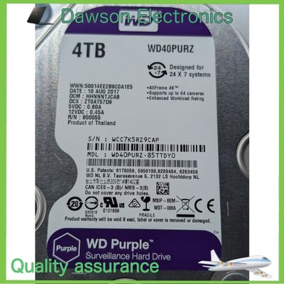 Western Digital 4TB WD40PURZ Purple SATA 6Gb/s 3.5'' Hard Drive
