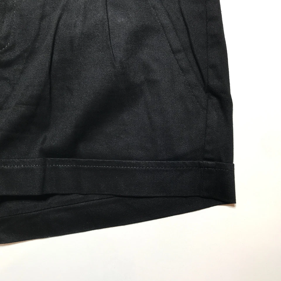 Pantalones Cortos Delia's Juniors 7/8 Tiro Bajo Mini Chino Negro Plisado Puño Delantero Y2K EE. UU. Foto 4 de 4