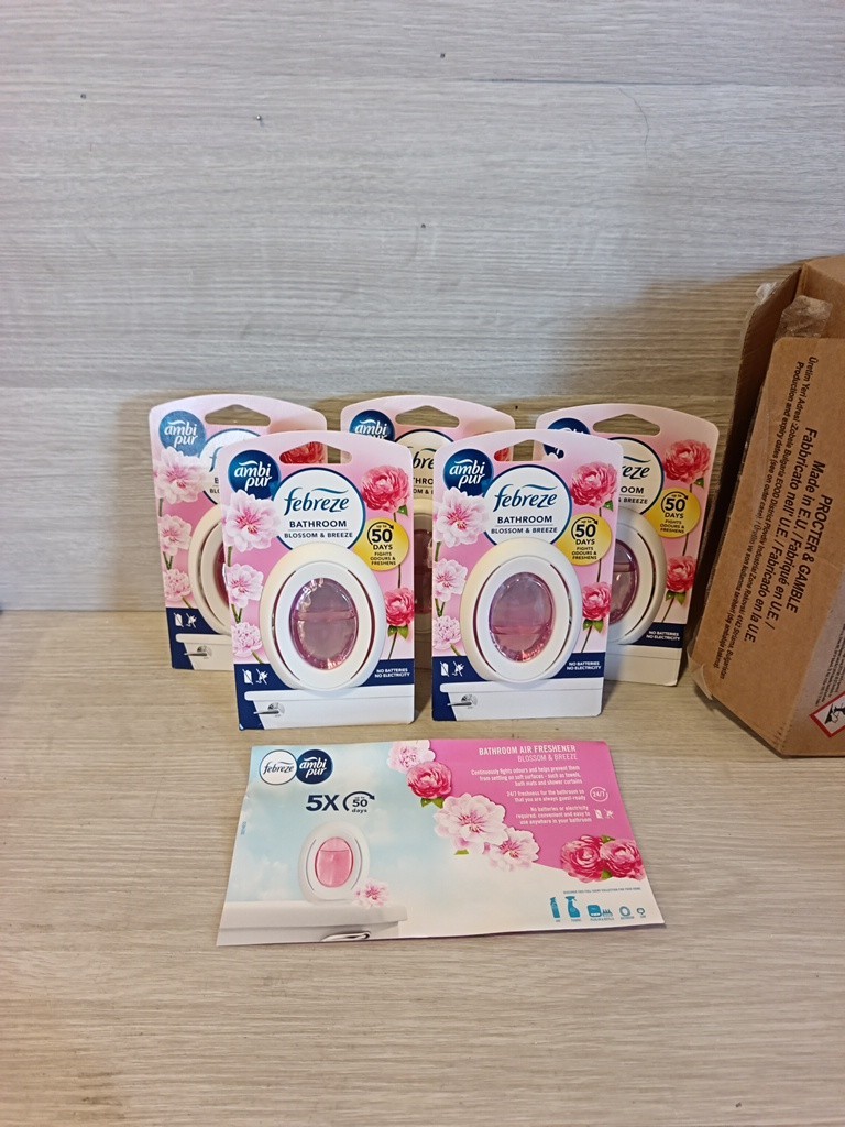 Febreze Bathroom Ambi Pur Blossom breeze 5 x 7.5ml. Fights Odours & Freshens