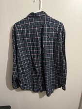 Vintage 90s Ralph Lauren Big Shirt Plaid Flannel Green Navy Red Mens Large Pony