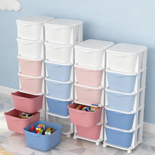 6 Drawers Rolling Storage Cart Lockable Wheels Plastic Mobile Utility Trolley UK