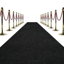 Black Carpet Runner for Partys, 3x15 Feet 452 GSM Extra Thick Non-Slip Waterp...