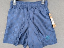 Umbro Youth Soccer Shorts Checkered Dark Navy Blue Coral Size 8 S NWT 22