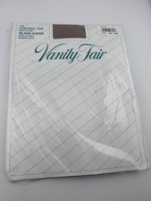 Vtg 90's Sheer Pantyhose Sandal Foot Control Top Size Tall Beige