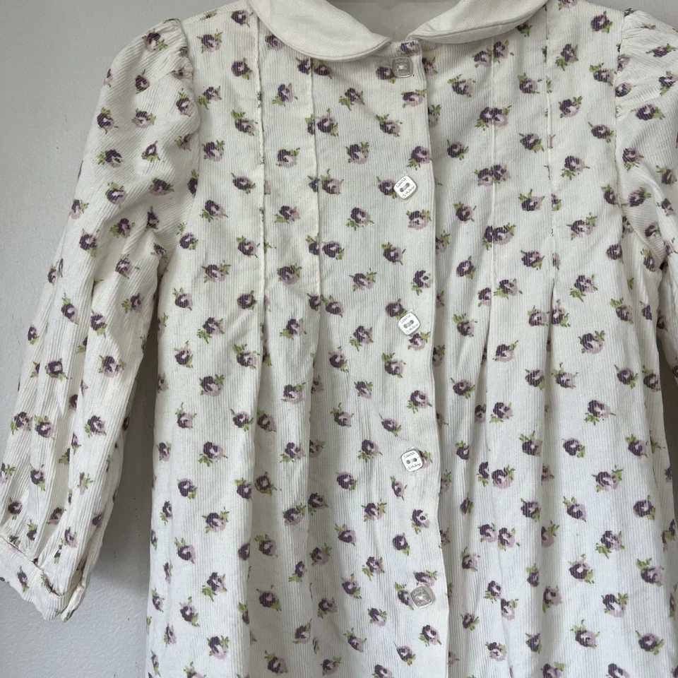 Vestido Floral Pana Vintage Laura Ashley Talla 24 Meses Volantes Cuello Botones Foto 3 de 4