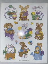 Vintage EASTER Bunny Sticker Sheet Scrapbook Planner Craft Stickers
