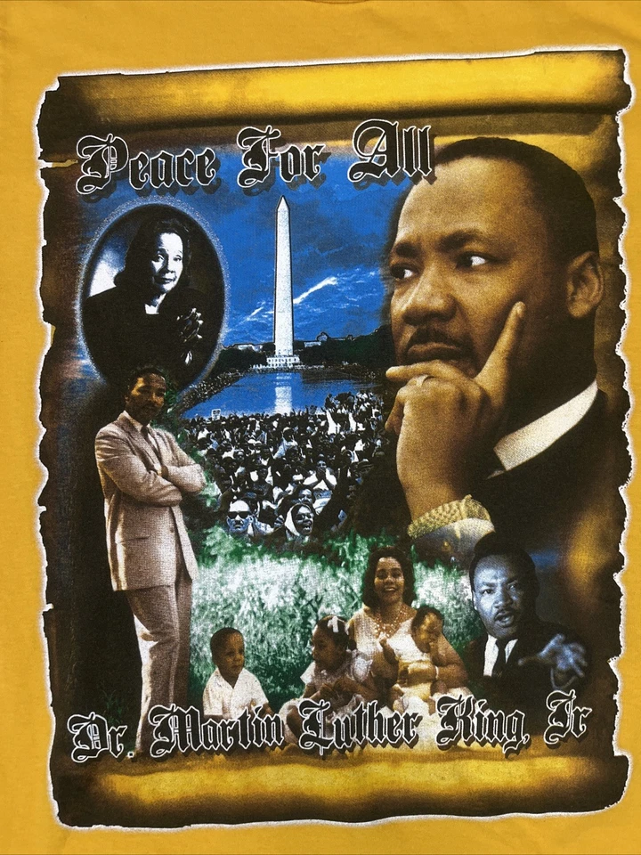Camiseta De Colección Y2K Martin Luther King Rap Estilo Amarillo Gráfico Camiseta Mediana MLK Foto 2 de 4