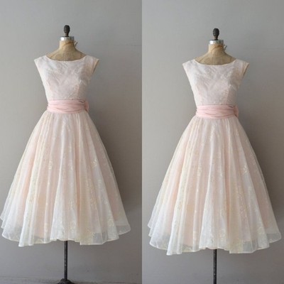 Elegant Pink Short Wedding Dresses O-Neck Sleeveless with Belt Mini Bridal Gowns