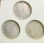 1897 1905-S 1908-D Barber Dimes 10C Silver 0.9 lot of 3 Coins