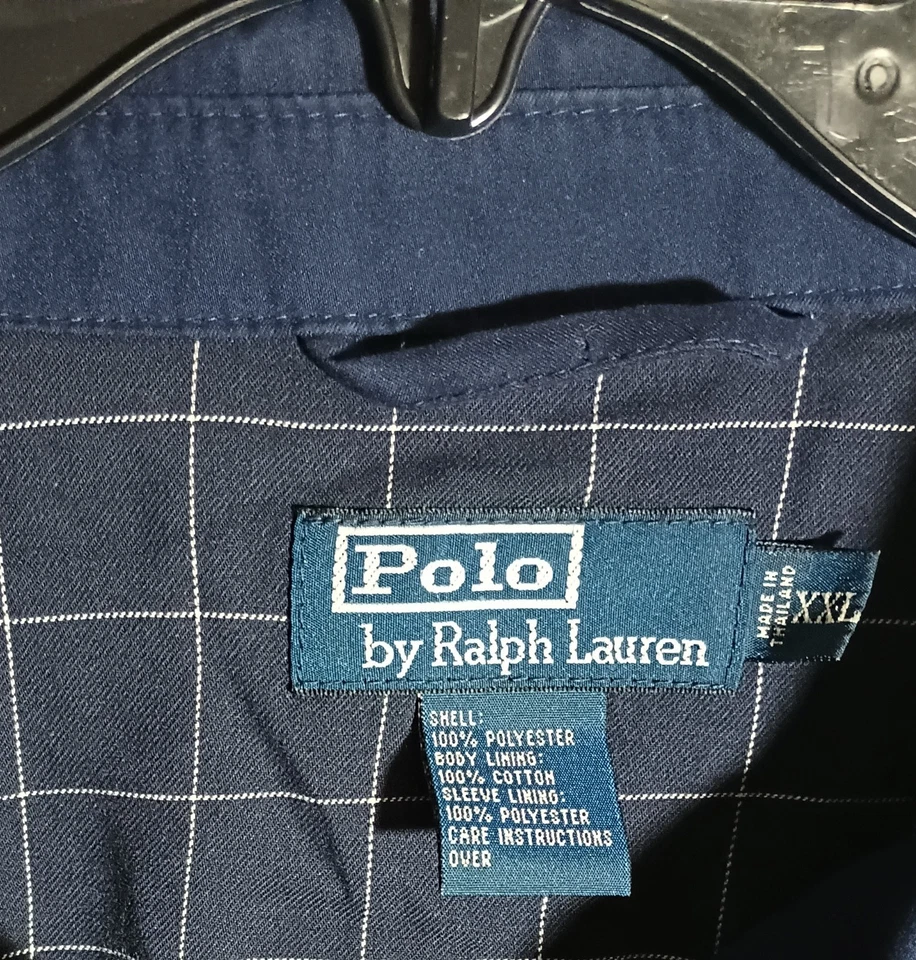 Vtg Polo Ralph Lauren Men's Bi Swing Harrington Navy Blue Plaid Lined Jacket XXL - Image 2 of 4