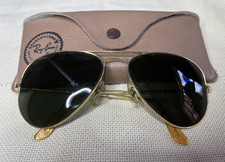 Vintage B L Ray Ban USA grey Aviator size 58-16mm Gold Frame Sunglasses w/case