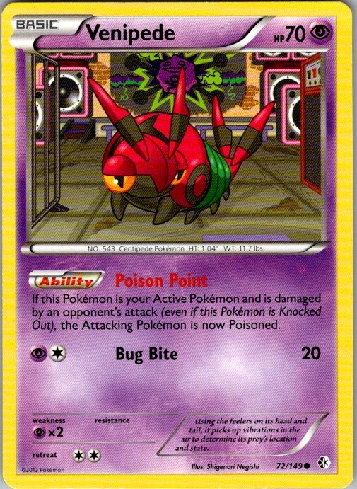 Venipede 72/149 Boundaries Crossed Common NM Pokemon TCG